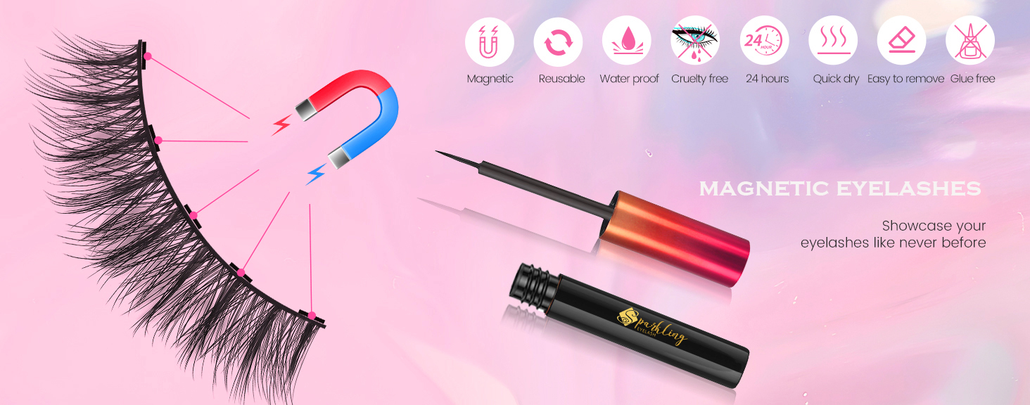 Pingdu Sparkling Eyelash® 3D магнитті кірпік жинағы арқылы тамаша жарқыраған көріністі алыңыз.